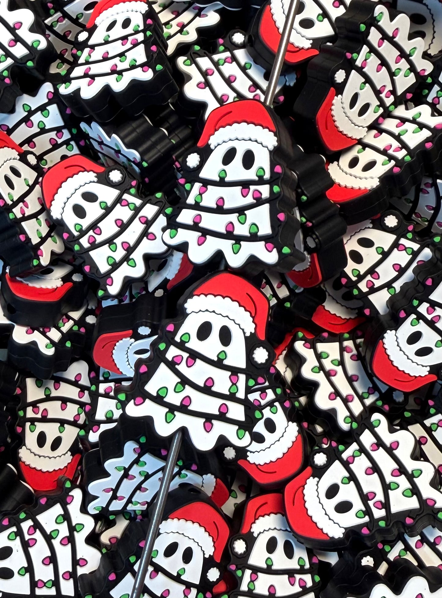 C- Jolly Ghostie Focal Bead, Christmas Silicone Focal Bead