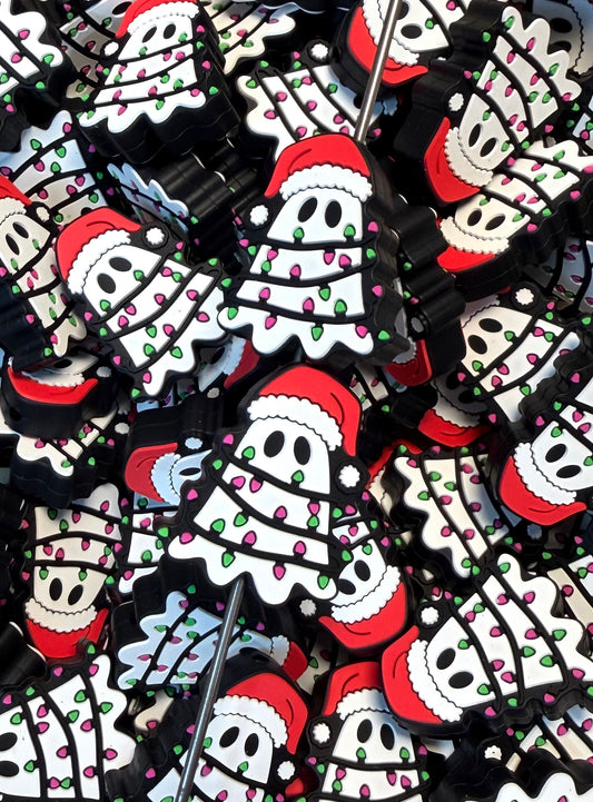 C- Jolly Ghostie Focal Bead, Christmas Silicone Focal Bead