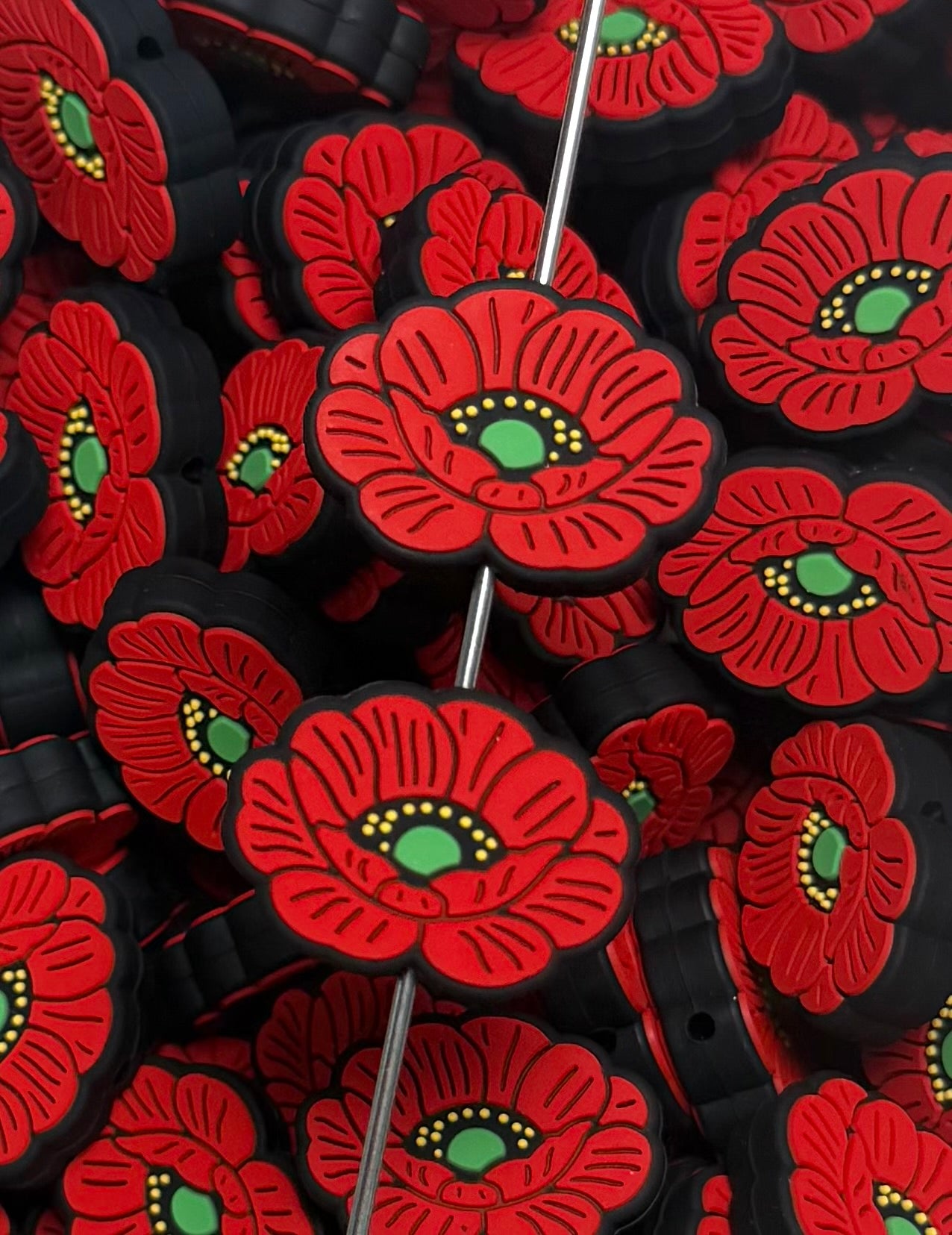 L- Poppy EXCLUSIVE Silicone FOCAL Bead, Flower Shape Silicone Bead