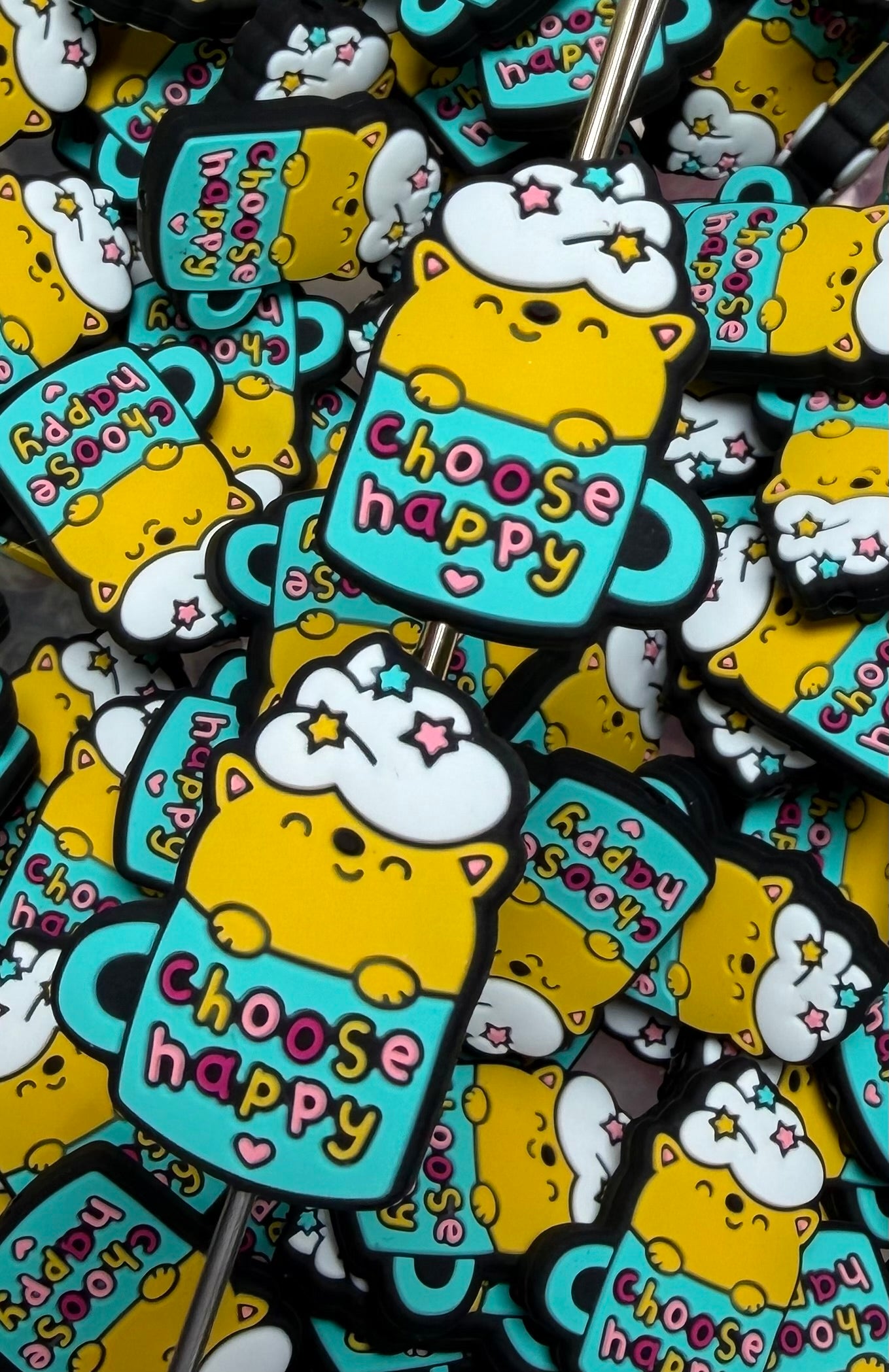 Q- Choose Happy Focal Bead, Quote Focal Bead