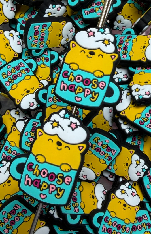 Q- Choose Happy Focal Bead, Quote Focal Bead