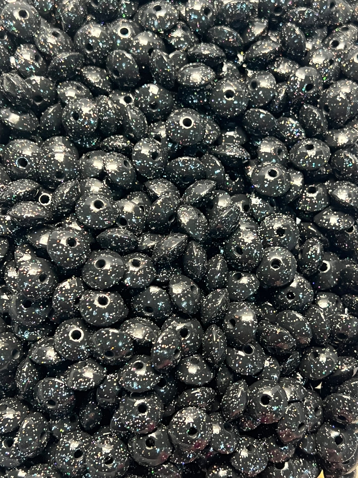 12mm Lentil Glitter Galaxy Silicone Bead