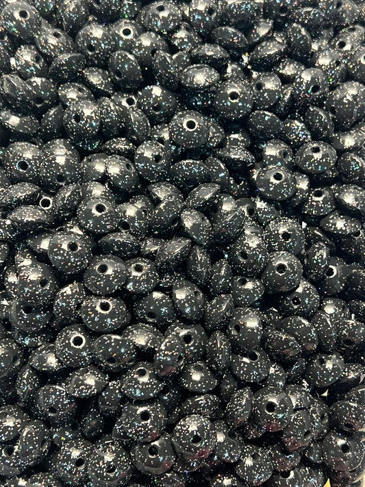 12mm Lentil Glitter Galaxy Silicone Bead