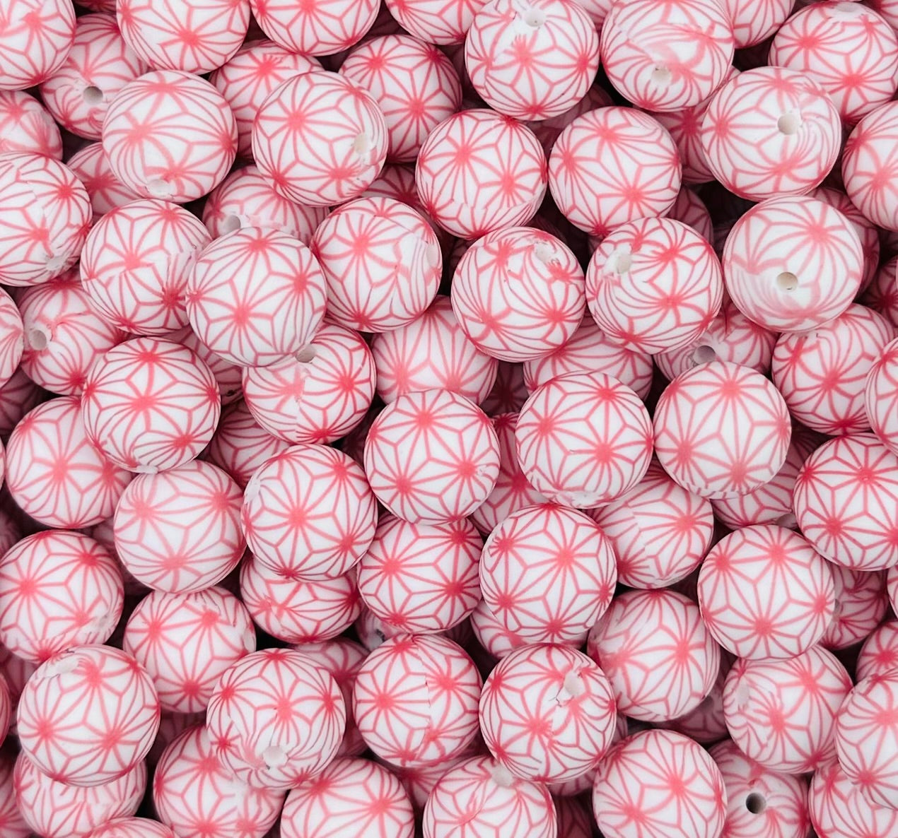 15mm Print Starbursts Round Silicone Beads