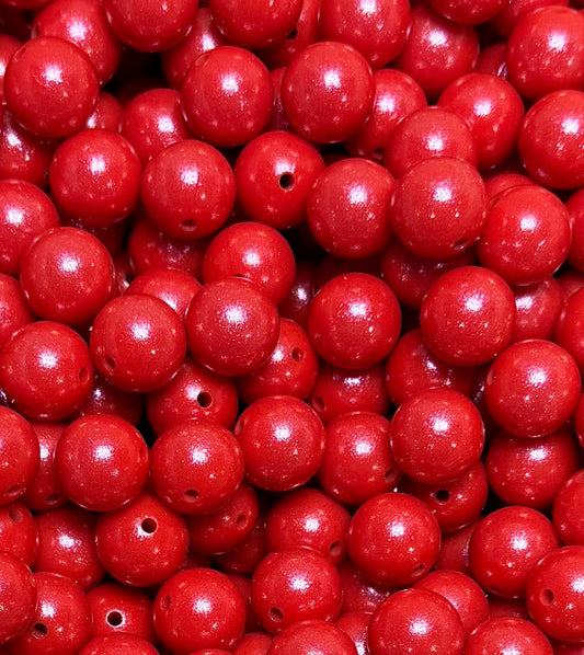 15mm Opal Tomato Red Round Silicone Beads