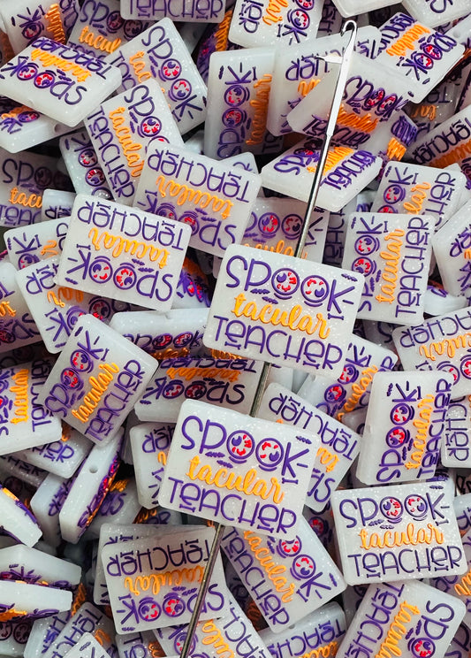 H- SPOOK-tacular Teacher EXCLUSIVE Silicone Focal Bead, Halloween Silicone Bead