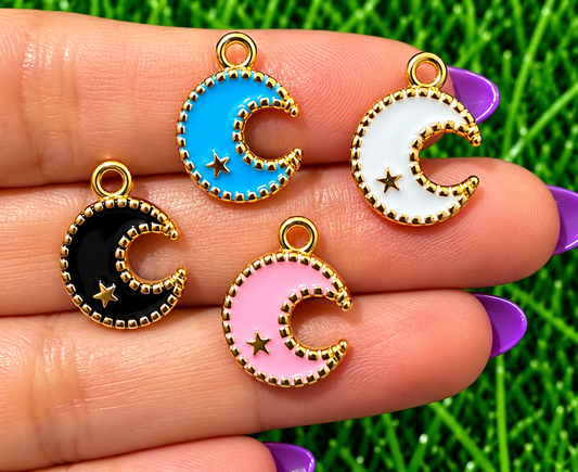 *Bead Mix #607- Starry Crescent Moon Charms