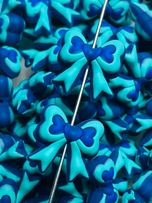 C- Winter Bow EXCLUSIVE Silicone Focal Bead, Winter Silicone Bead