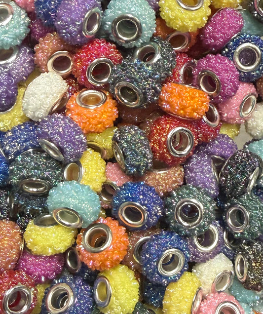 *Bead Mix- #303 Sugar Sparkles Acrylic Abacus Spacers- Pack of 5, Large Hole Beads, European Beads