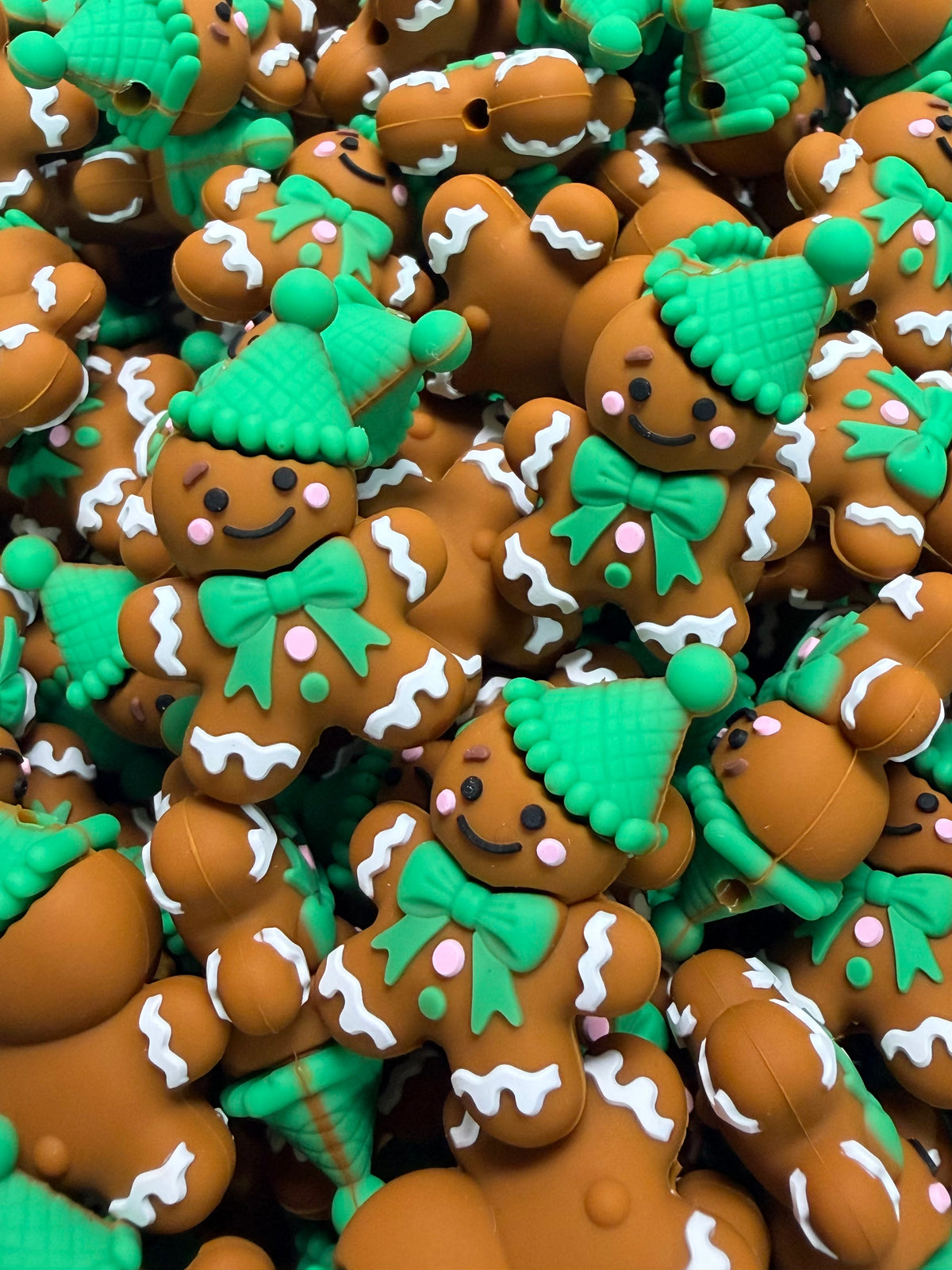 3D Jolly Gingerbread Man Focal Bead, 3D Christmas Focal Bead