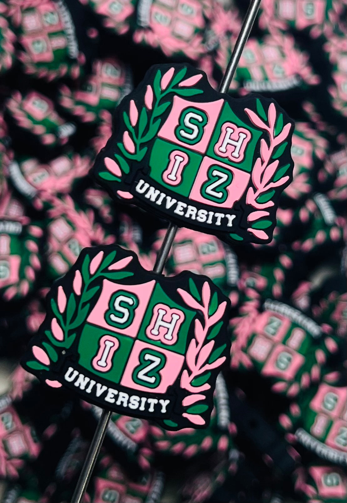 S- University Silicone Focal Bead, School Shaped Silicone Bead