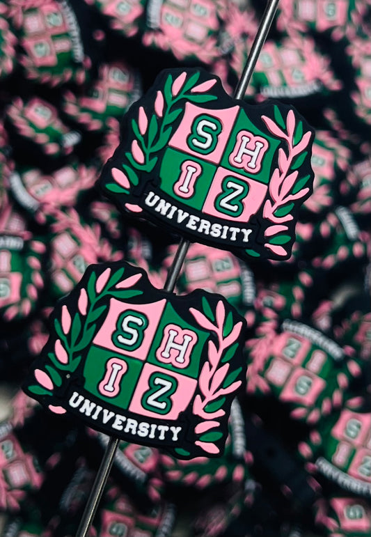 S- University Silicone Focal Bead, School Shaped Silicone Bead