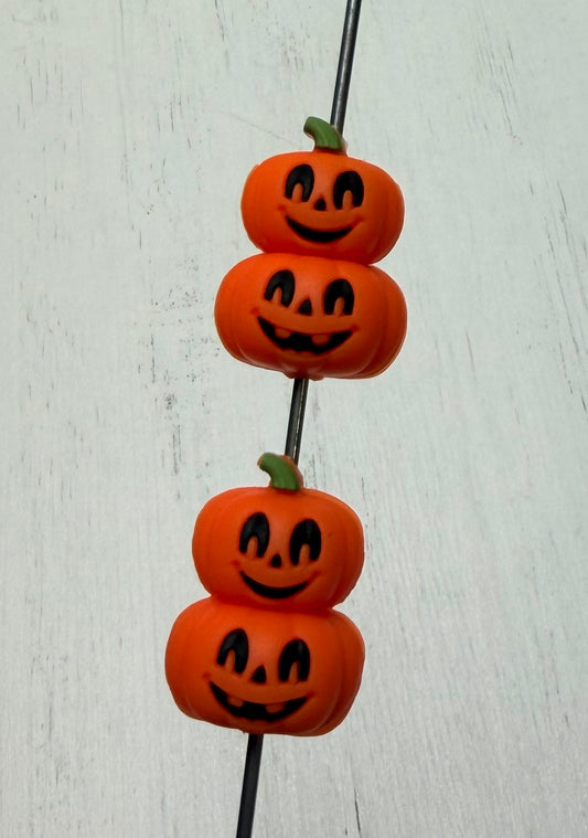 3D Jack-O-Lanterns Focal Bead, **NOT FOR TEETHING** 3D Halloween Focal Bead