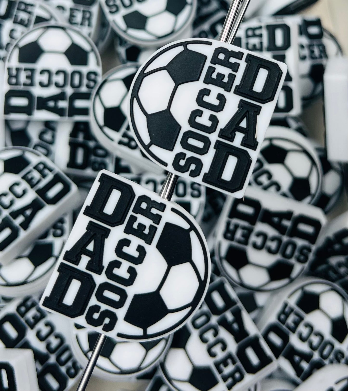 Soccer DAD EXCLUSIVE Silicone Focal Bead, Sports Focal Bead