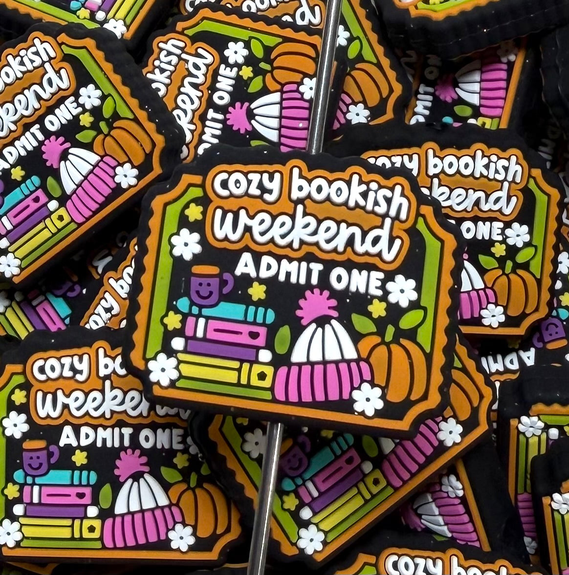 B- Cozy Bookish Weekend EXCLUSIVE Silicone Focal Bead, Book Silicone Bead