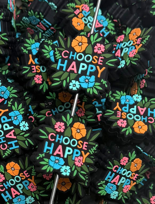 Q- Flower CHOOSE Happy EXCLUSIVE Silicone FOCAL Bead, Flower Shape Silicone Bead