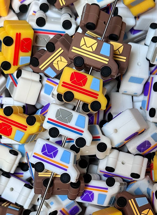 3D Mail Trucks Silicone Focal Bead