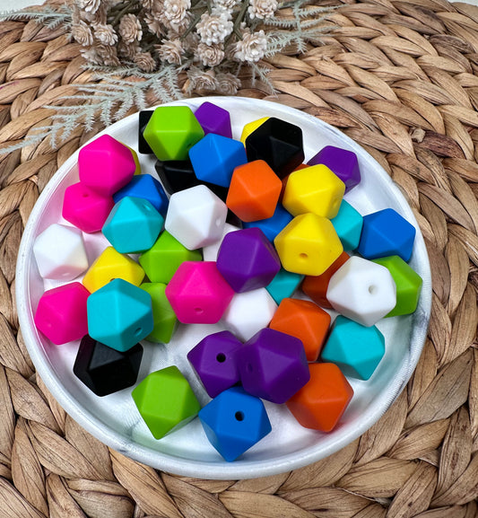 * Bead Mix - Bright 14mm HEXAGON Silicone Bead Mix Bag