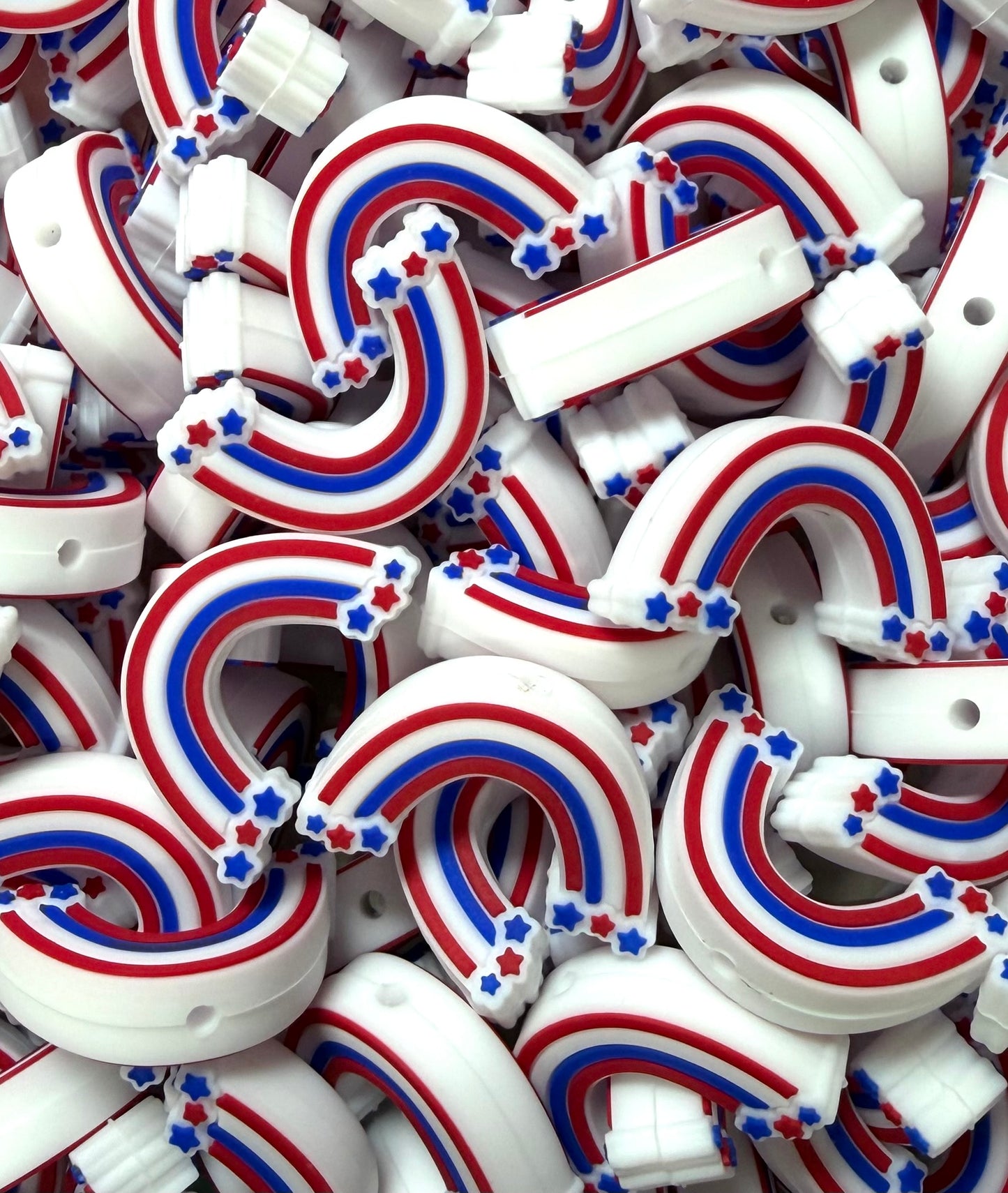 U- American Rainbow EXCLUSIVE Silicone Focal Bead, 4th of July Focal Bead