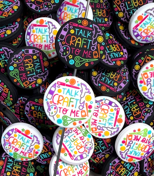 Q- Talk Crafty To Me Focal Bead, Quote Focal Bead
