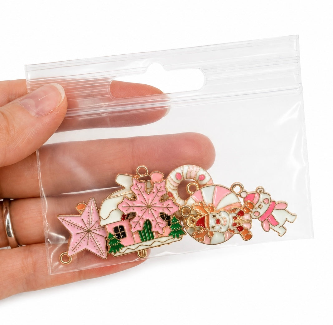 *Bead Mix #507- Random Pink Christmas Charms