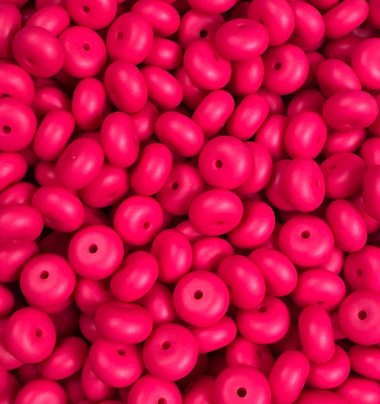 14mm ABACUS Raspberry Silicone Beads