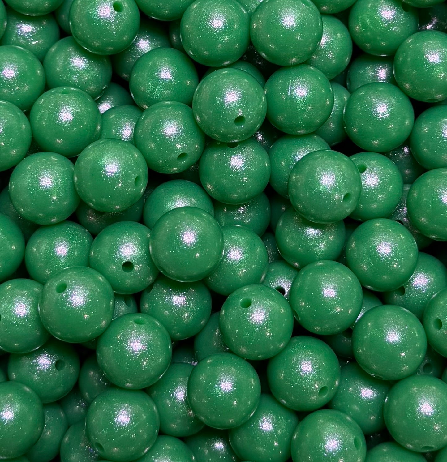 15mm Opal Pearl Green Round Silicone Beads