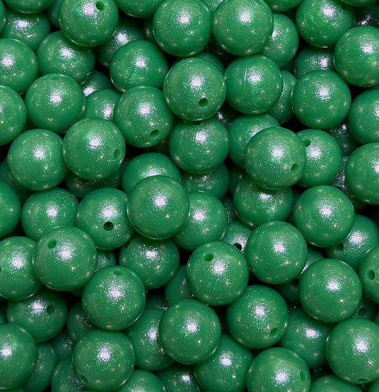 15mm Opal Pearl Green Round Silicone Beads