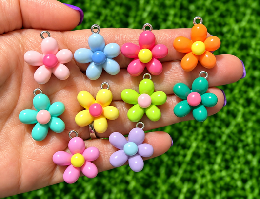 *Bead Mix #575-  Retro Daisies Resin Charms, Bag Charms