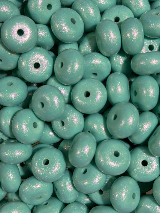 14mm ABACUS OPAL Light Turquoise Silicone Beads