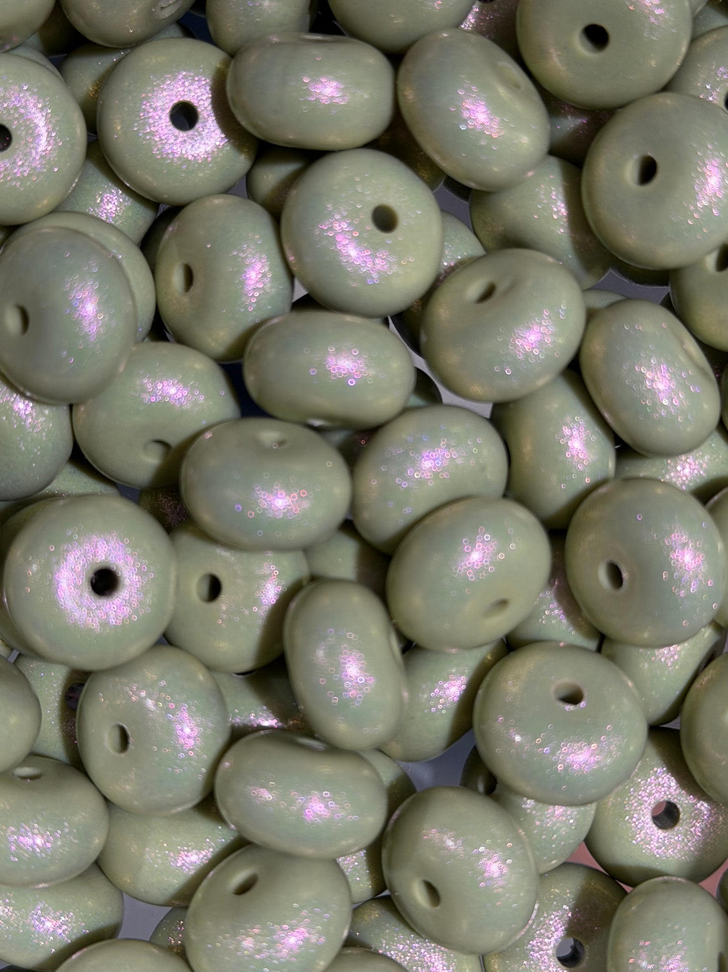 14mm ABACUS OPAL Pistachio Silicone Beads
