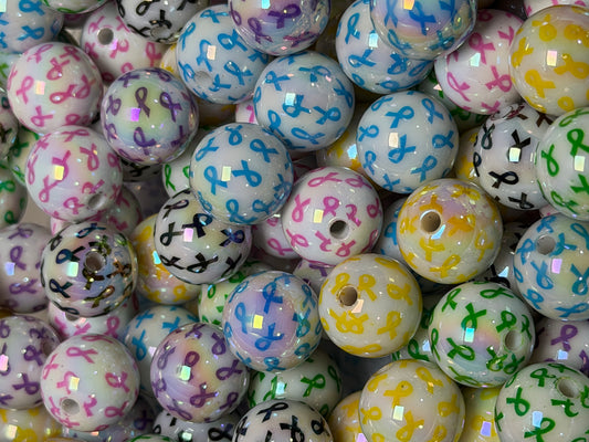*Bead Mix- #267 16mm Awareness Ribbons Round Acrylic Beads