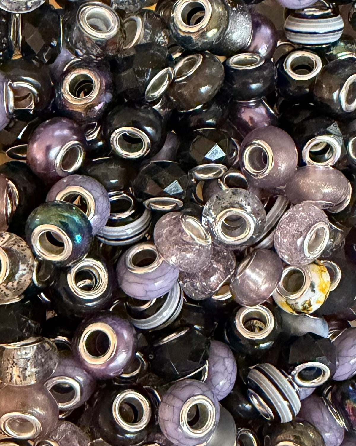 *Bead Mix- #309 Blacks/Greys Acrylic Abacus Spacers- Pack of 5