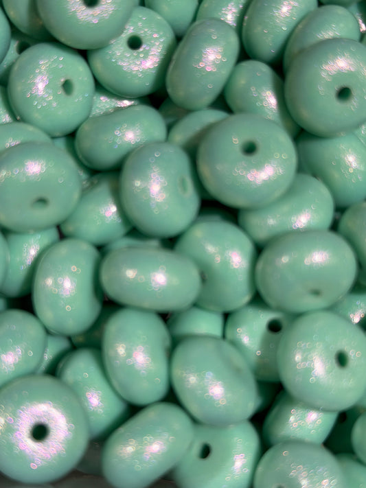14mm ABACUS OPAL Mint Silicone Beads