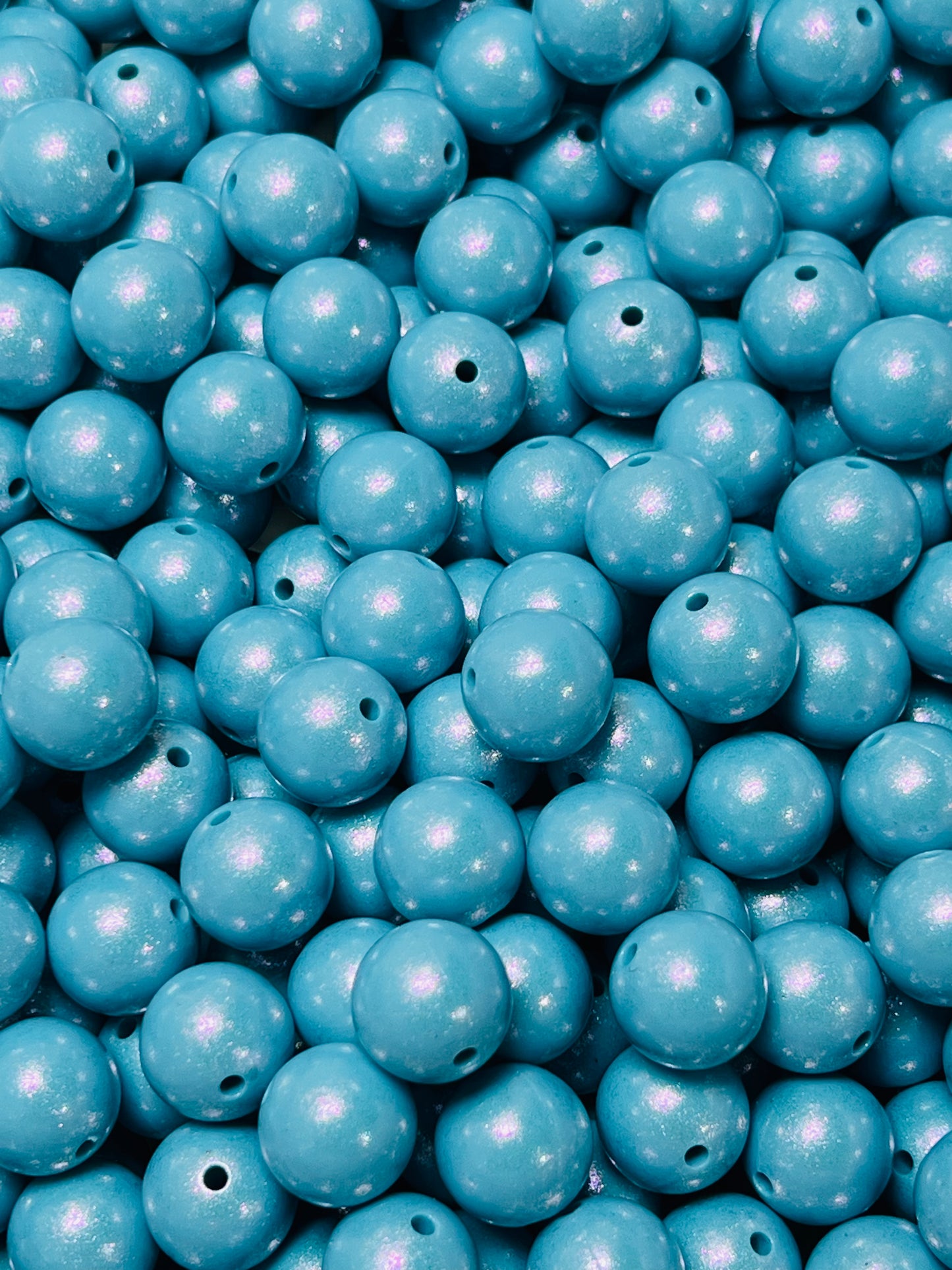 15mm Opal Ocean Blue Round Silicone Beads