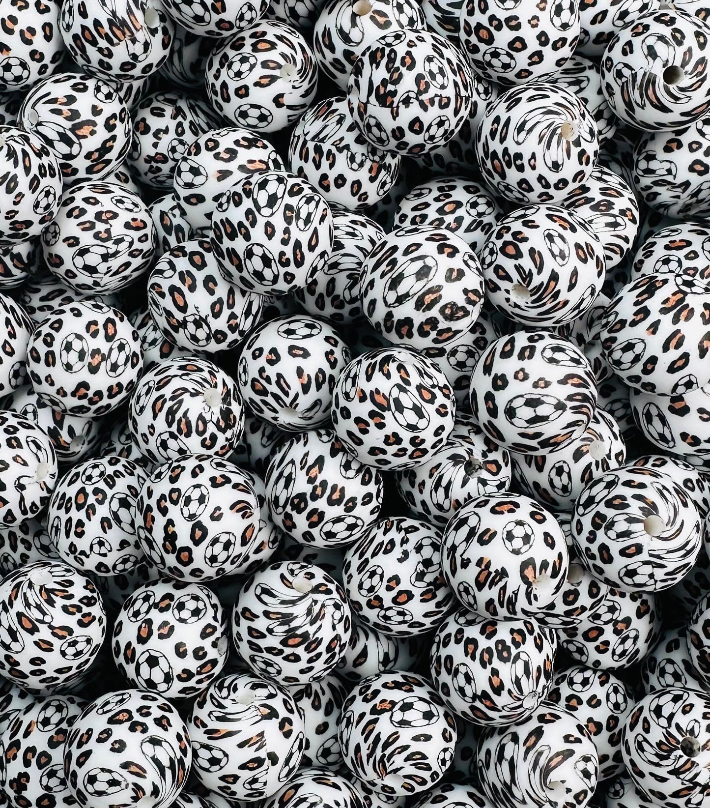 15mm Print Leopard Sports Round Silicone Beads