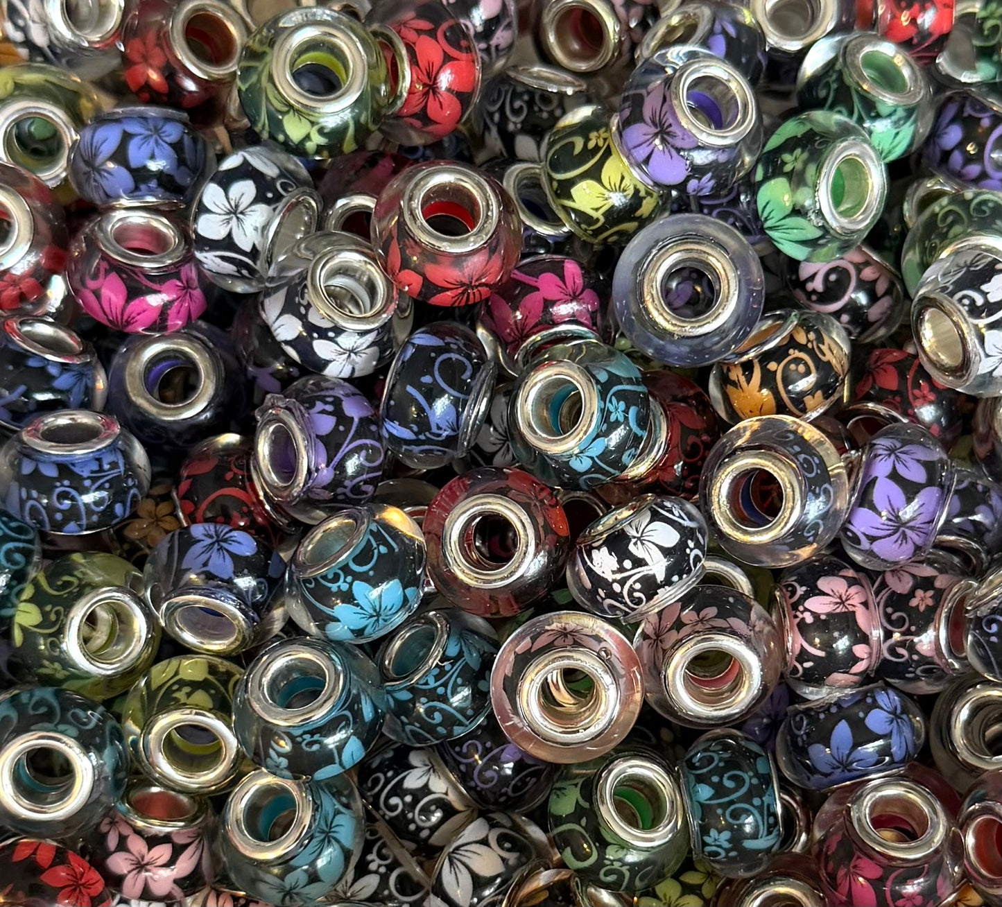 *Bead Mix- #307 Flowers Acrylic Abacus Spacers- Pack of 5