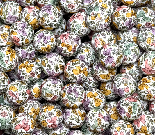 15mm Print Bow Meadows EXCLUSIVE Silicone Beads, Silicone Print Bead