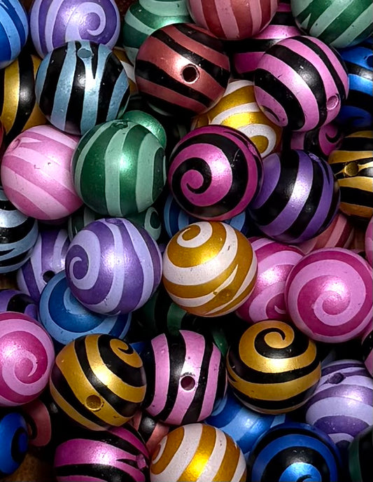 *Bead Mix- #233 16mm Acrylic Spirals Bead Mix