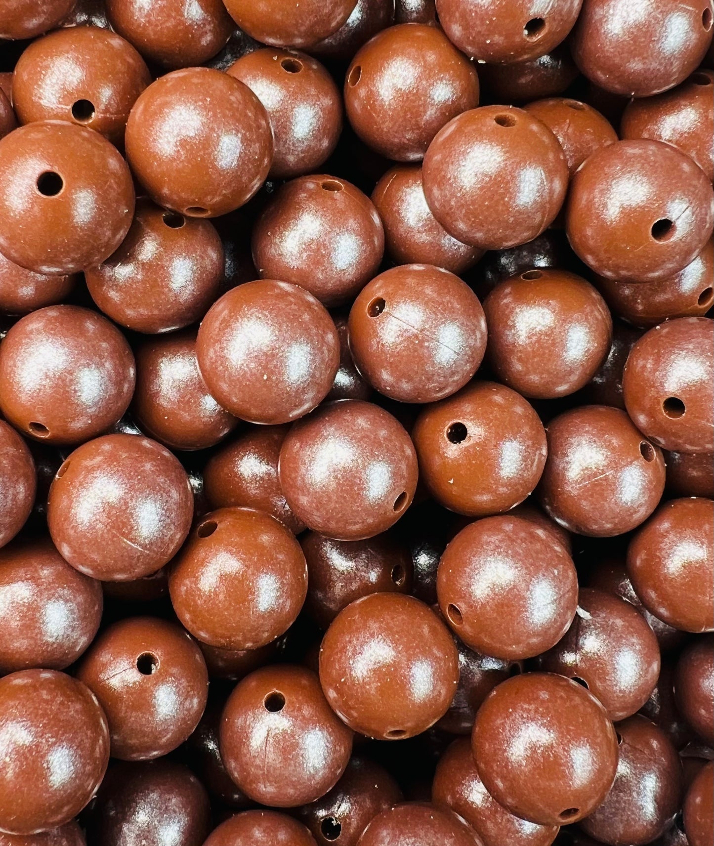 15mm Opal Chocolate Round Silicone Beads