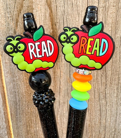B- READ Book Worm EXCLUSIVE Silicone Focal Bead, Book Silicone Bead