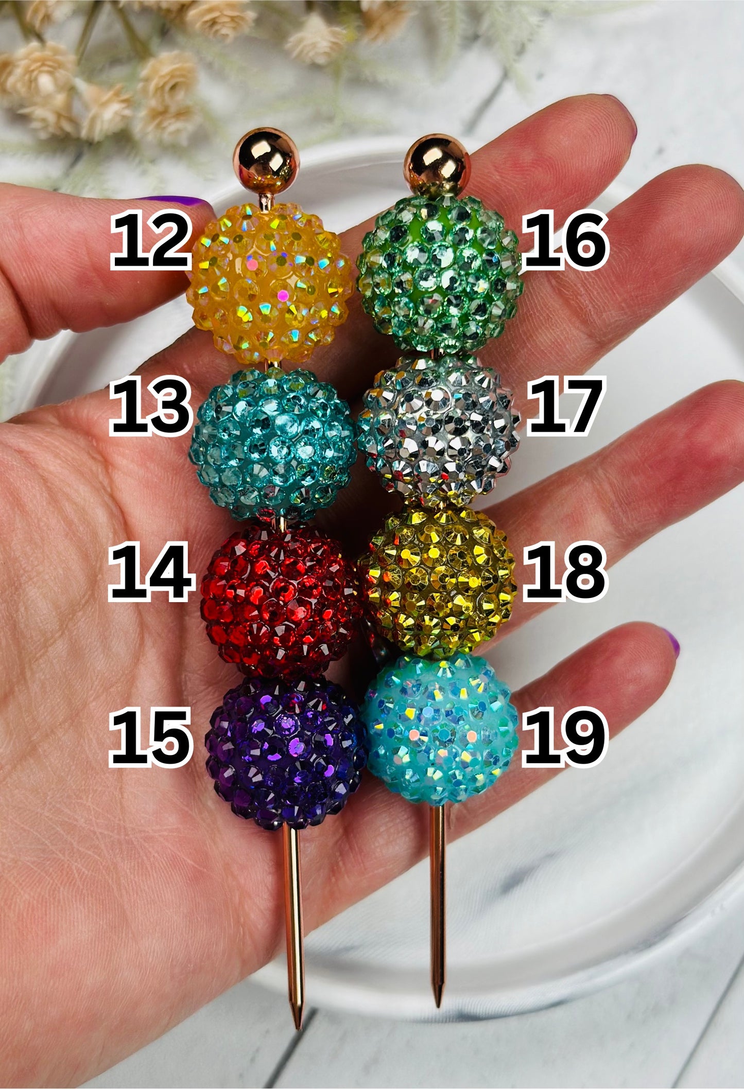 Rhinestone Round Acrylic Beads