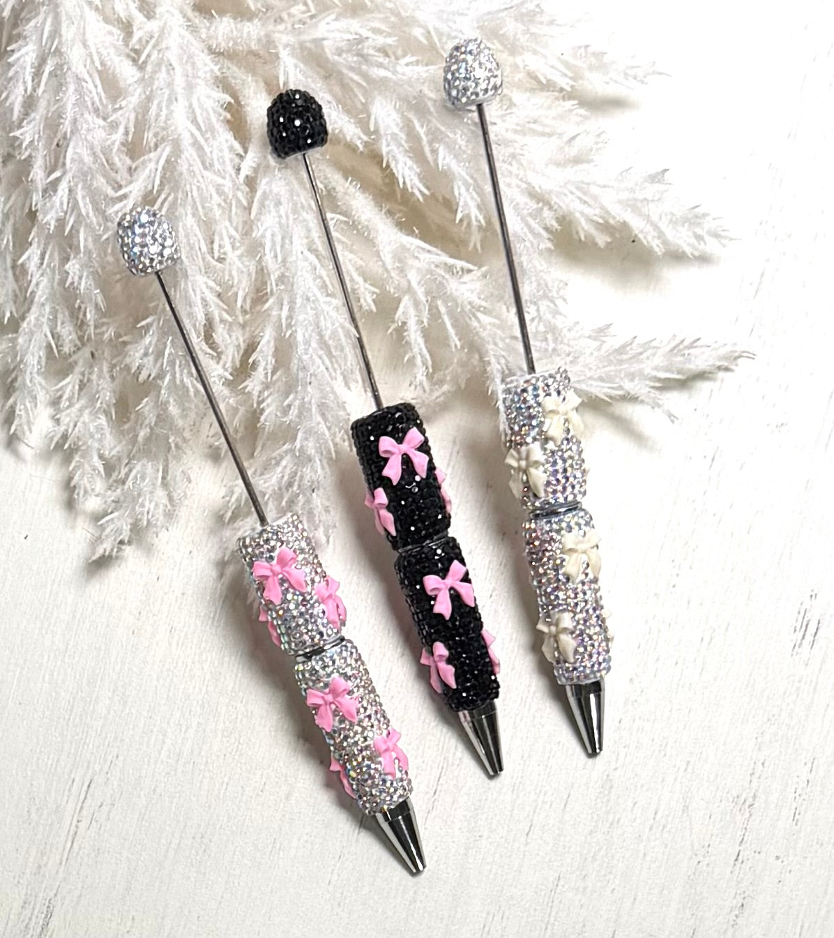 *Beadable Pen BOW RHINESTONES, DIY Beaded Pen