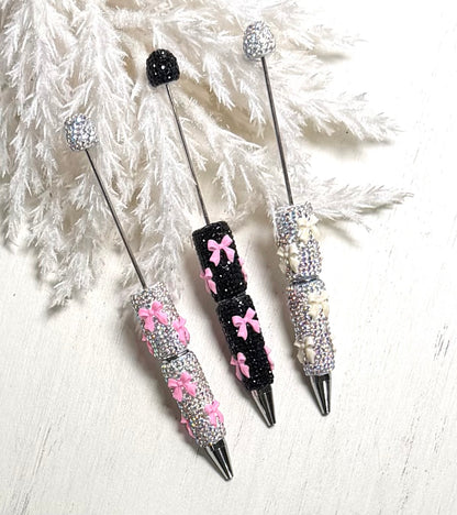 *Beadable Pen BOW RHINESTONES, DIY Beaded Pen