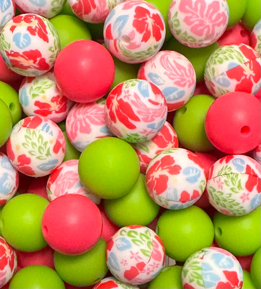 *Bead Mix- Aloha Vibes Silicone Bead Mix, Flower Bead Mix