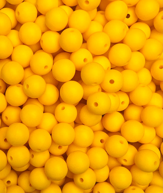 12mm Round Canary Silicone Beads