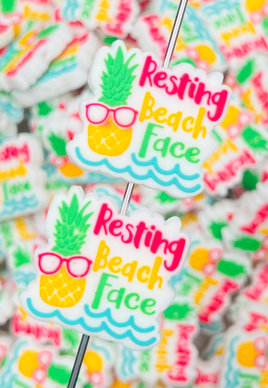 G- Resting Beach Face Silicone Focal Bead, Summer Focal Bead