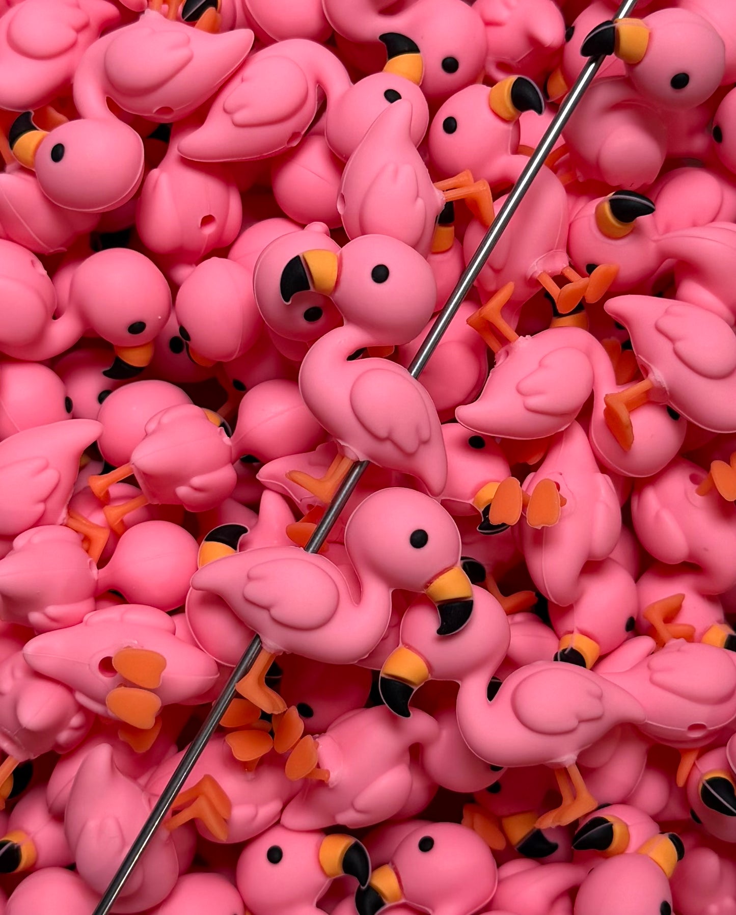 3D Flamingo EXCLUSIVE Silicone Focal Bead,**NOT FOR TEETHING** 3D Shape Silicone Bead