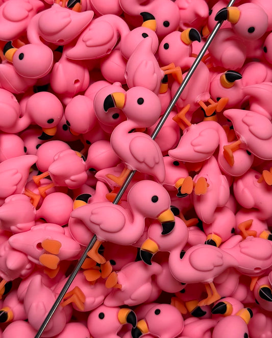 3D Flamingo EXCLUSIVE Silicone Focal Bead,**NOT FOR TEETHING** 3D Shape Silicone Bead