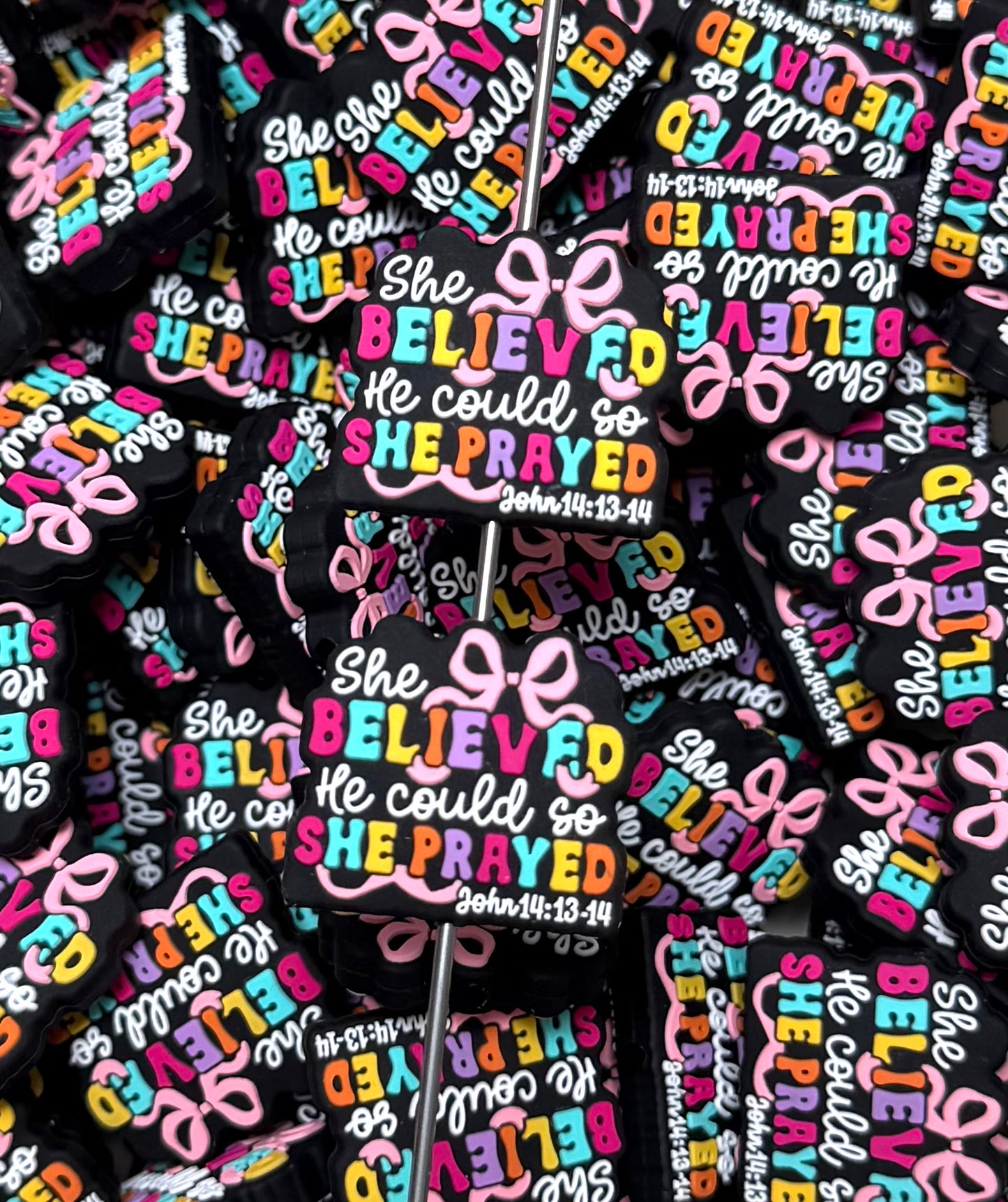 R- She Believed He Could So She Prayed Focal Bead, Religious Focal Bead